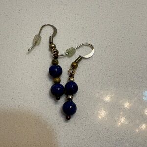 Elegant Blue Lapis Beaded Earrings